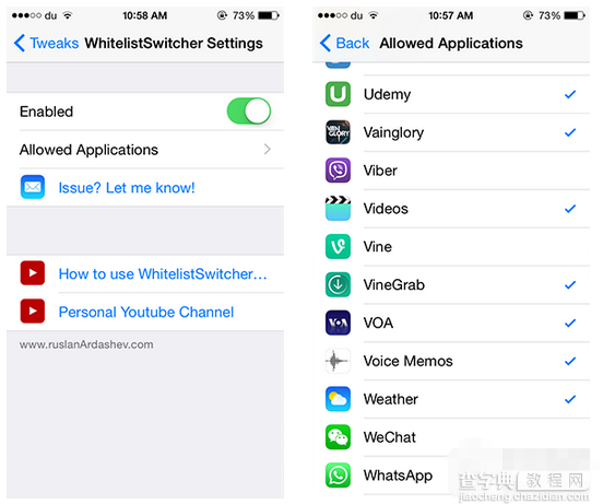 iOS8多任务切换增强插件WhitelistSwitcher 隐藏不想看到的应用2