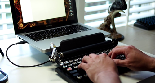 USB复古打字机键盘设计 与平板完全融合！2