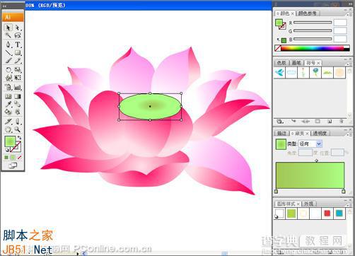 Illustrator(AI)CS3模仿绘制矢量效果的荷花插画实例教程9