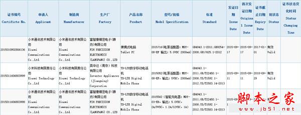 小米平板二代(2015716)现身 支持Win10系统3