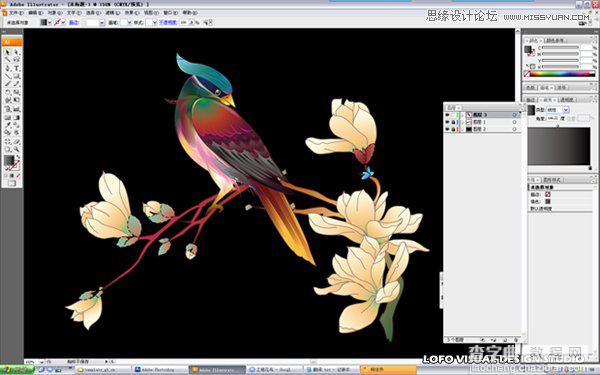 Illustrator绘制中国花鸟画矢量图教程2