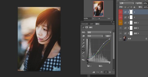 教你如何用曲线加强色调对比 逆光人像调色教程8