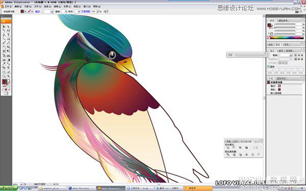 Illustrator绘制中国花鸟画矢量图教程21