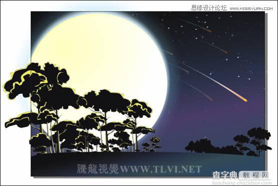 CorelDRAW实例教程：绘制随风飘舞的花瓣和月圆之夜飞逝的流星20