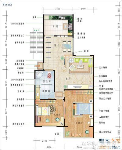 Coreldraw(CDR)设计绘制家庭装修彩色平面布置图实例教程5