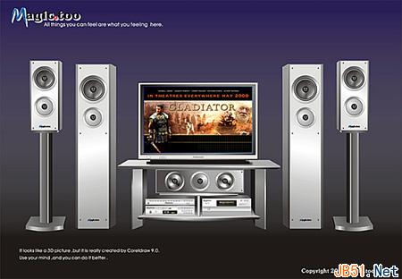 CorelDraw(CDR)模仿设计打造立体的家庭影院实例教程1