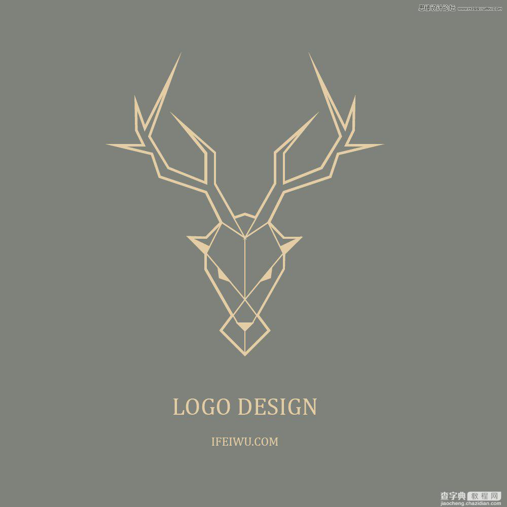 Illustrator绘制简约时尚的鹿形头像LOGO教程1