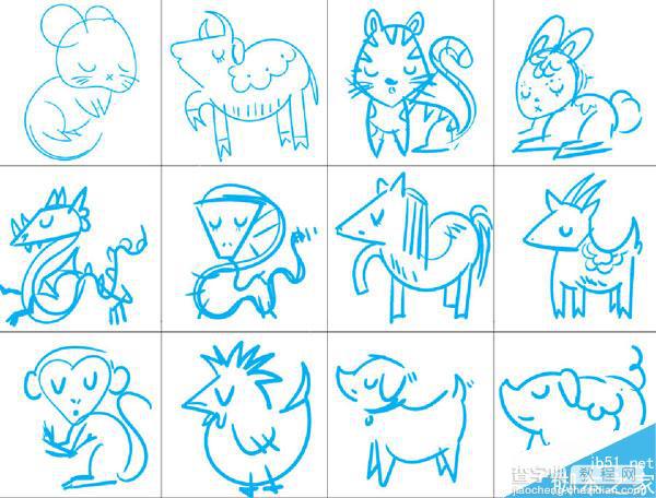 AI制作卡通风格的12生肖剪纸图案教程23