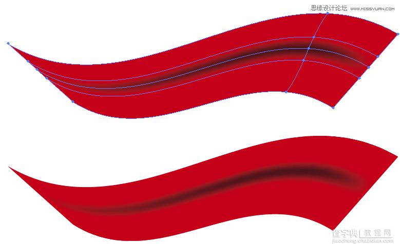Illustrator网格工具绘制逼真质感的红绸缎5
