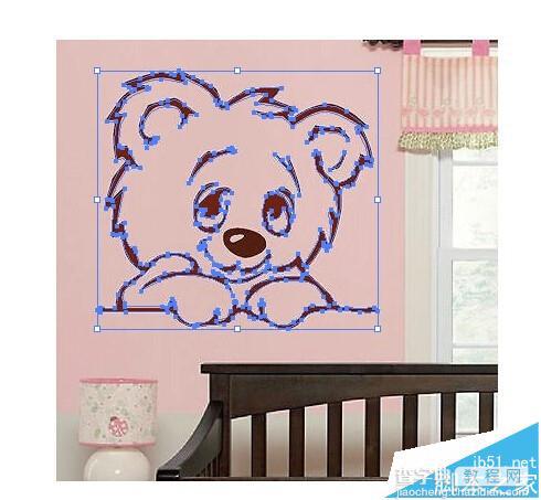 AI怎么制作小熊的镂空墙贴画?4