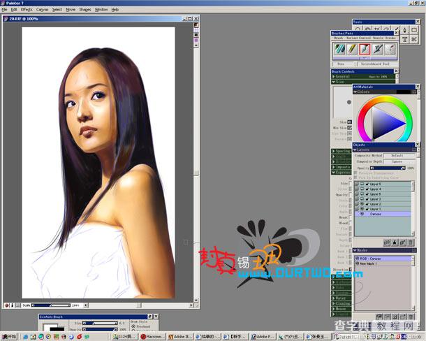 教你如何利用painter临摹逼真美女人像全过程4