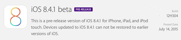 iOS8.4.1 Beta固件下载 iOS8.4.1 Beta开发者预览版固件下载地址1