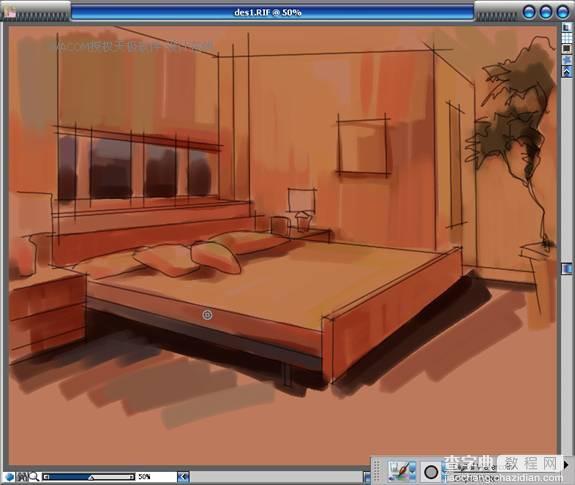教你用painter绘制室内卧室效果图7