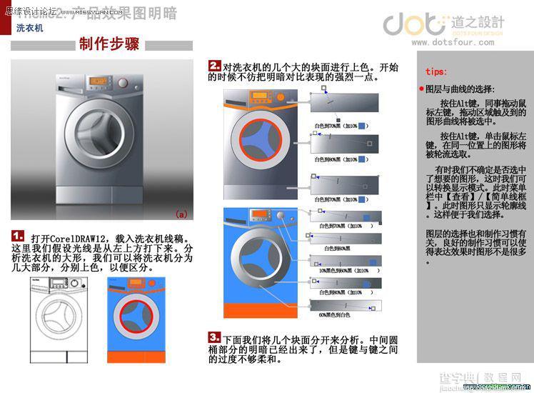 CorelDRAW绘制真实的洗衣机1