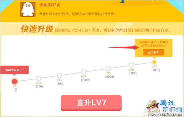 qq黄钻全民秒升级活动 只需一次开通15个月秒升黄钻LV7级2