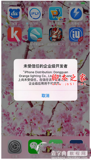 ios9系统提示未受信任的企业级开发者的解决办法1