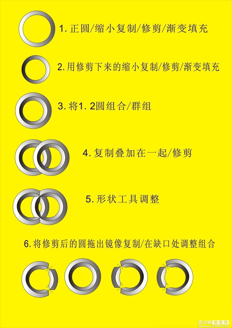 CDR X4绘制简单奥迪车LOGO标志2