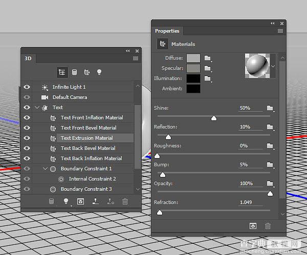 PS利用3D工具制作细腻的浮雕花纹立体字教程23