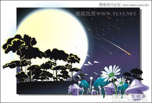 CorelDRAW实例教程：绘制随风飘舞的花瓣和月圆之夜飞逝的流星28