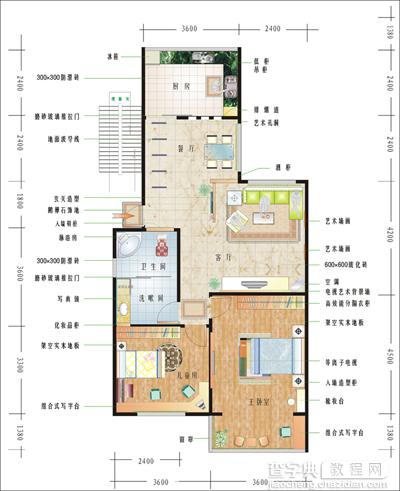 CorelDRAW设计家装彩色平面布置图教程5