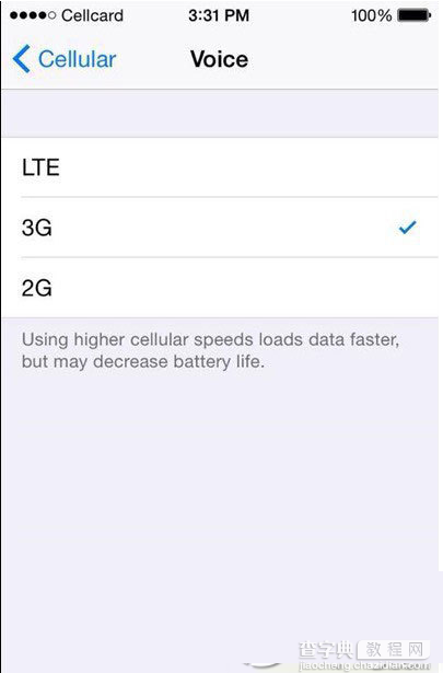 iphone6如何自行选择网络？苹果自行选择2g/3g/4g网络方法2