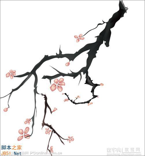 Illustrator(AI)设计绘制具有写意意境的梅花国画效果图实例介绍11