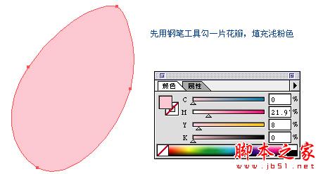 AI使用渐变网格工具绘制漂亮粉色郁金香2