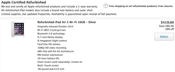 苹果官翻版iPad Air 2发布      6GB Wi-Fi款仅需419美元1