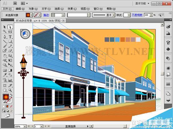 利用AI CS5透视网格绘制一条街道效果图12