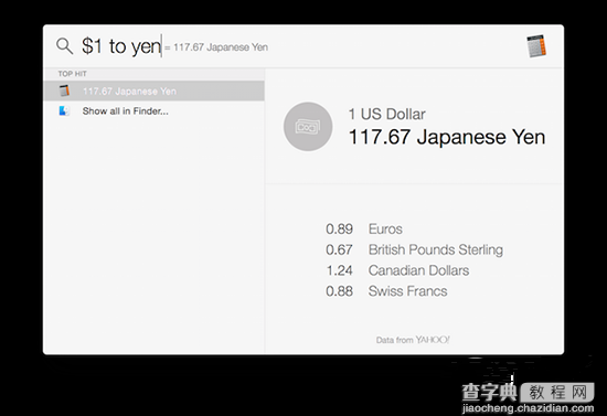 Yosemite小技巧 教你在Spotlight中进行货币单位换算的方法3