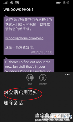 wp8.1通知中心怎么关闭？单独启用和关闭WP8.1消息通知的方法4