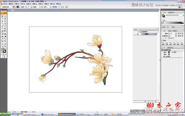 Illustrator绘制矢量风格的中国花鸟画9