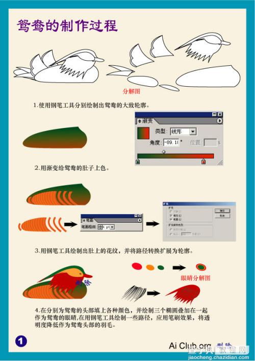 Illustrator(AI)设计制作古风十足的矢量鸳鸯戏水图实例教程2