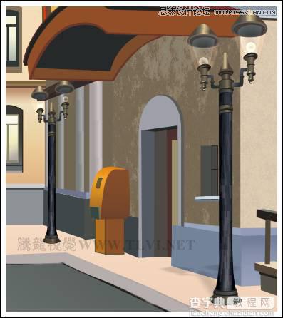 CorelDRAW绘制欧洲古典建筑风格的街道场景画面19