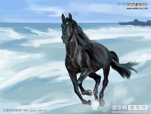 友基Corel Painter绘制海边奔马8