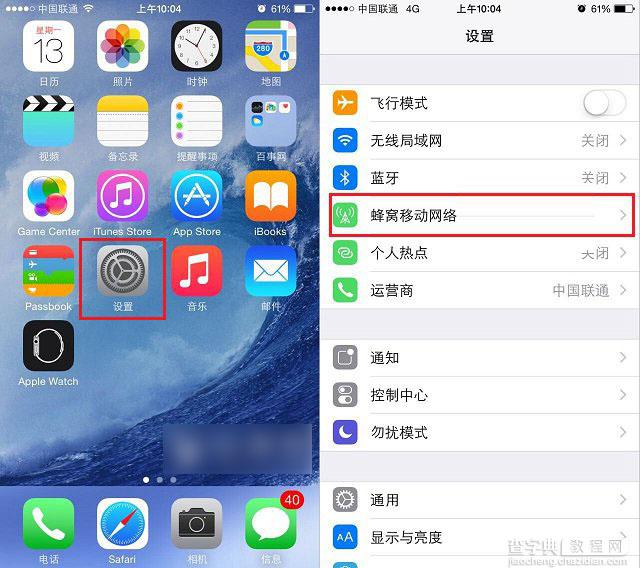 iPhone6怎么关闭4G数据网络？苹果6关闭4G改用3G网络方法图解2