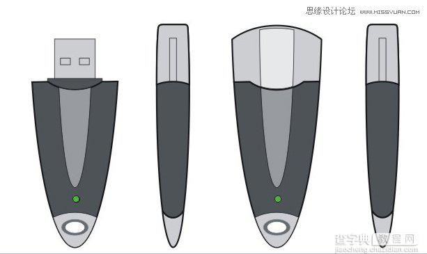 Coreldraw绘制黑色金属质感效果的立体U盘教程3