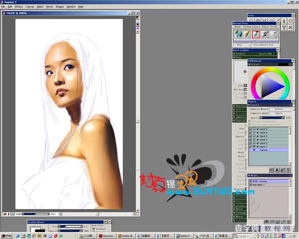 教你如何利用painter临摹逼真美女人像全过程3