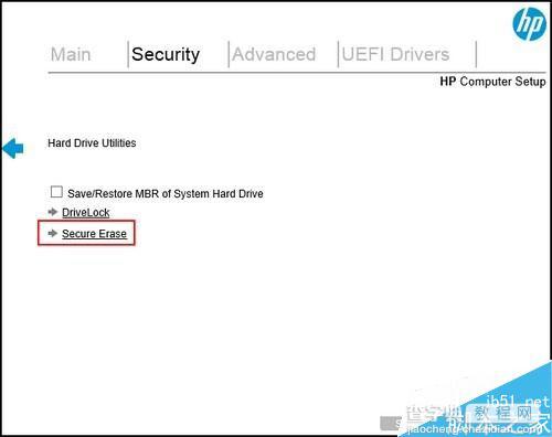 惠普台式机在UEFI BIOS中清除硬盘数据的方法2