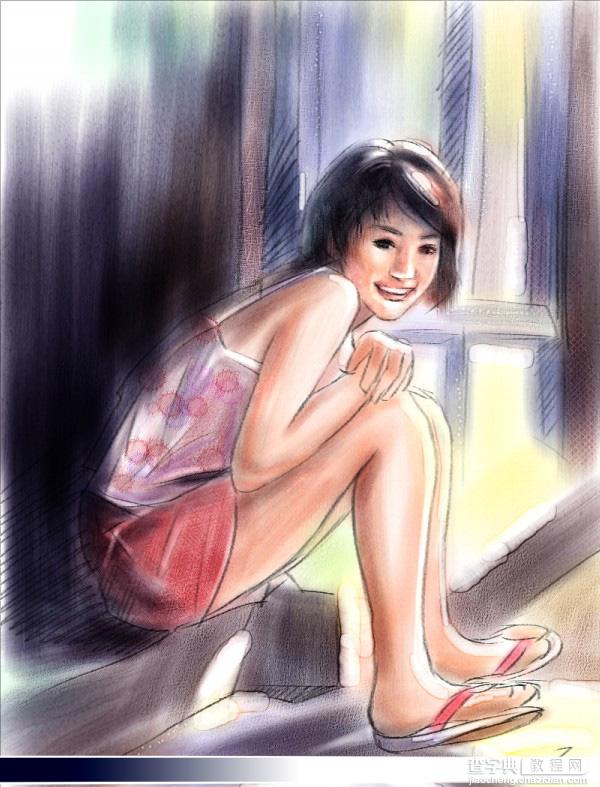 painter water color（水彩）绘制朦胧女孩教程1