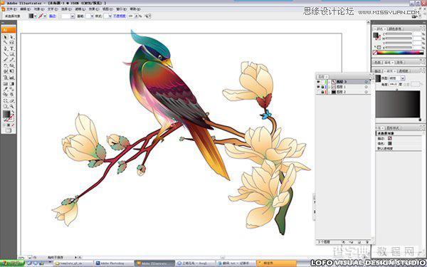 Illustrator绘制中国花鸟画矢量图教程28