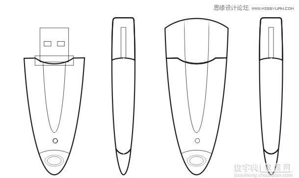 Coreldraw绘制黑色金属质感效果的立体U盘教程2