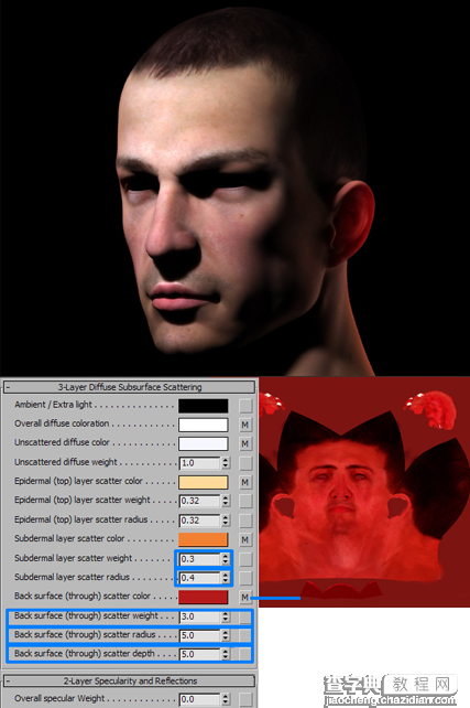 3DSMAX的mental ray皮肤3S材质的制作和使用方法详解9