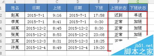 怎么用Excel查看员工上班迟到状况? IF和TIME函数计算出上下班状态的方法8