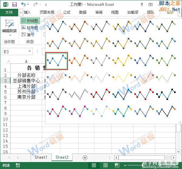 Excel2013如何使用迷你图展示数据？9