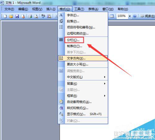 在Word2003中如何将文档进行分栏?3