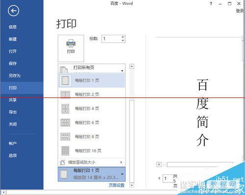 word2013 一张A4纸怎么设置打印多页文档？5