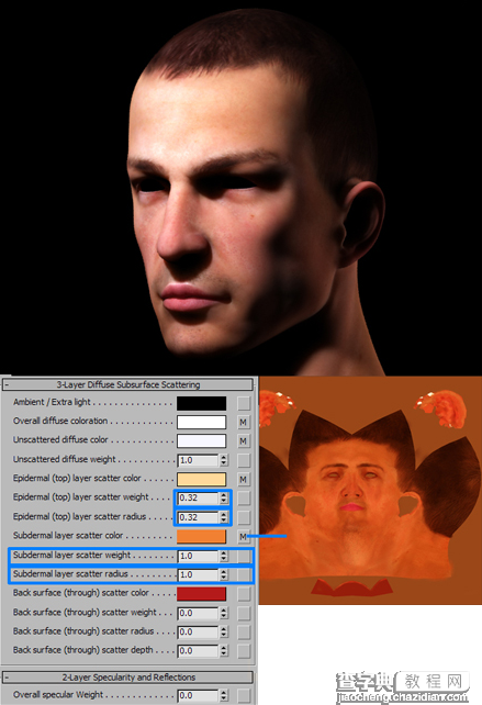 3DSMAX的mental ray皮肤3S材质的制作和使用方法详解8