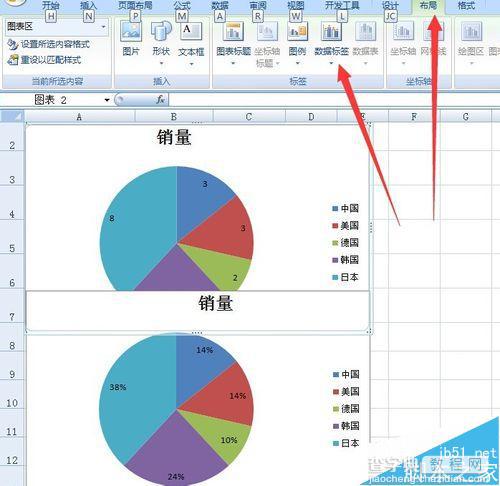 excel制作表格饼图且在饼图上添加标题百分比8