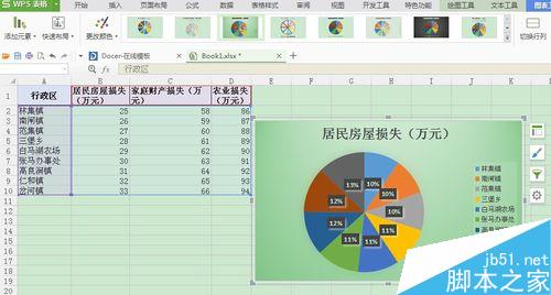 excel如何在WPS表格中生成饼状图形象展示数据?6